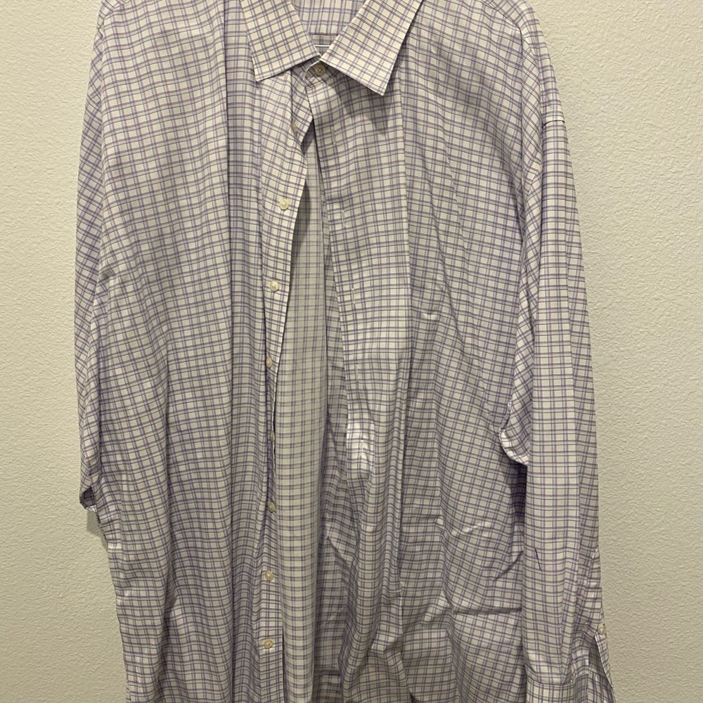 Men's Plaid Shirt - White and Blue